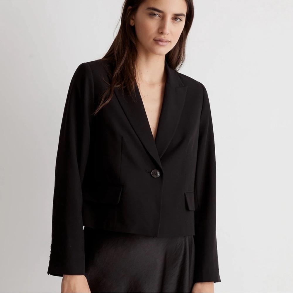 Madewell size medium lined Elegant Black Women's Blazer tuxedo jacket cropped